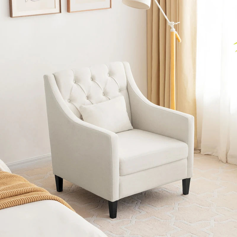 Upholstered Accent Armchair with Lumbar Pillow