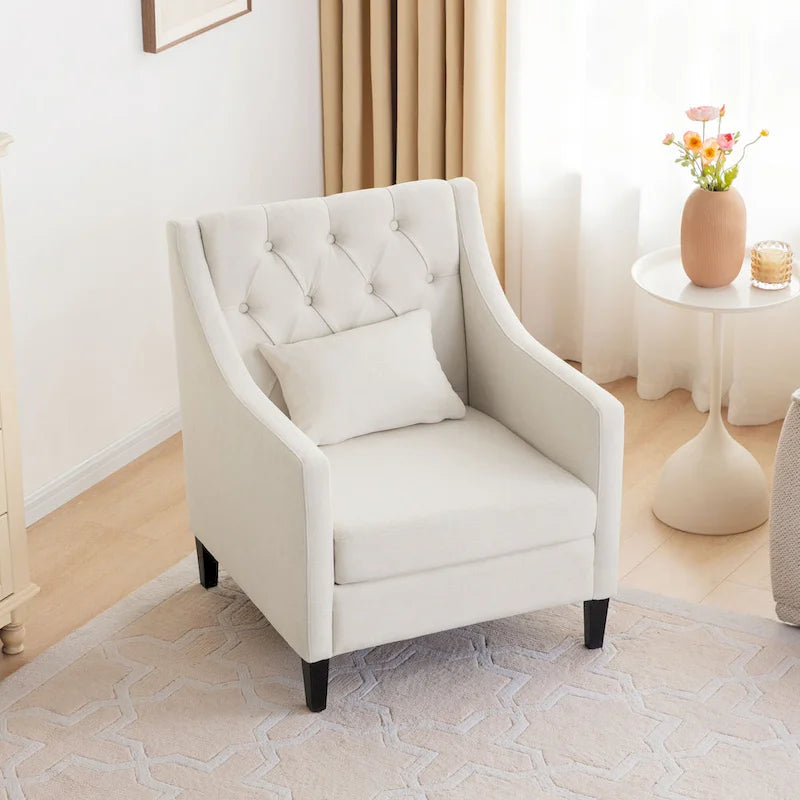 Upholstered Accent Armchair with Lumbar Pillow