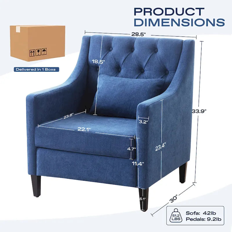 Upholstered Accent Armchair with Lumbar Pillow