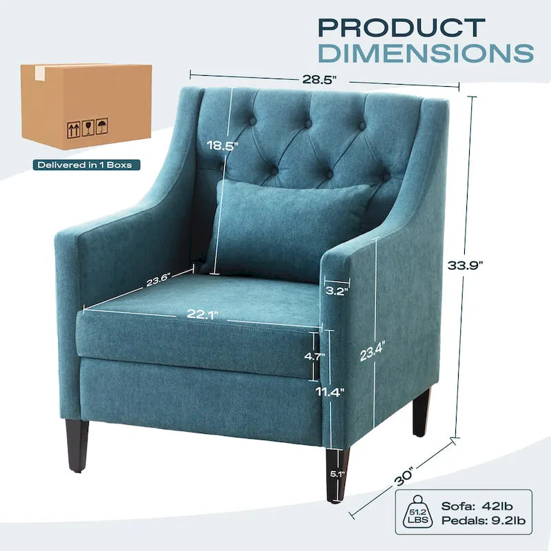 Upholstered Accent Armchair with Lumbar Pillow