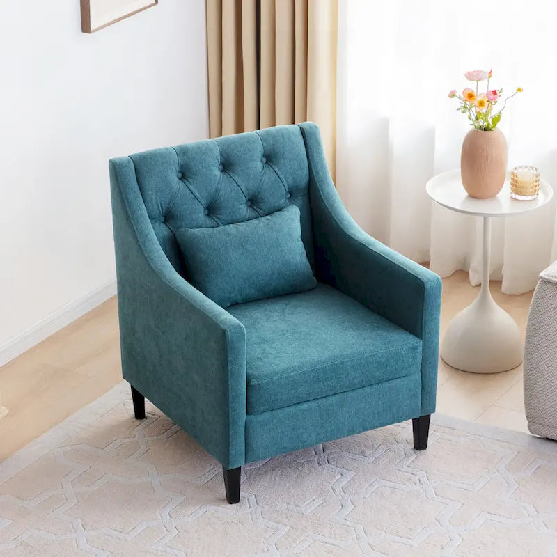 Upholstered Accent Armchair with Lumbar Pillow