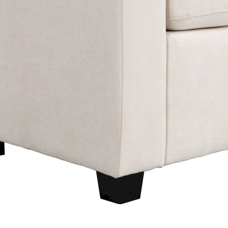 Beige U-Shaped Sectional Sofa with 2 Ottomans - Chenille Fabric with USB Ports