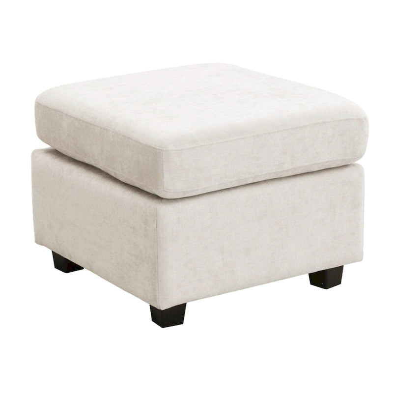 Beige U-Shaped Sectional Sofa with 2 Ottomans - Chenille Fabric with USB Ports