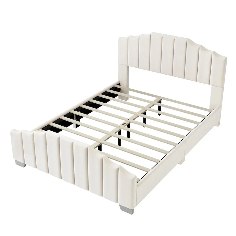 King Size Black Velvet Upholstered Platform Bed with Tufted Headboard