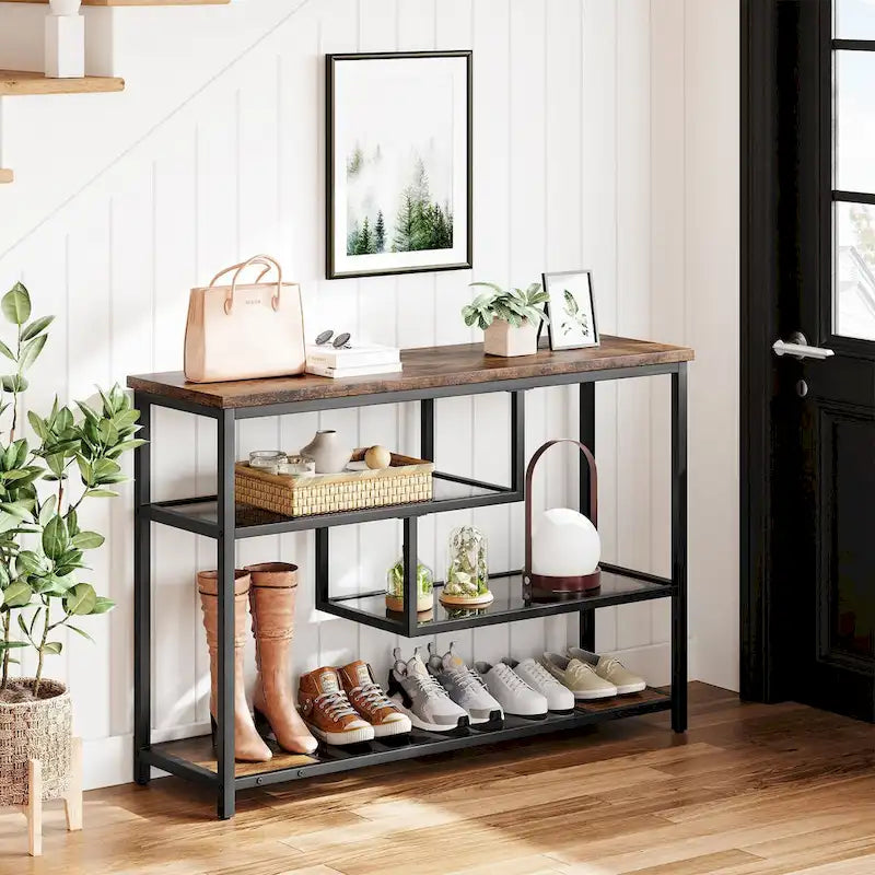 Entryway Table, 4-Tier Console Table with Storage Shelves