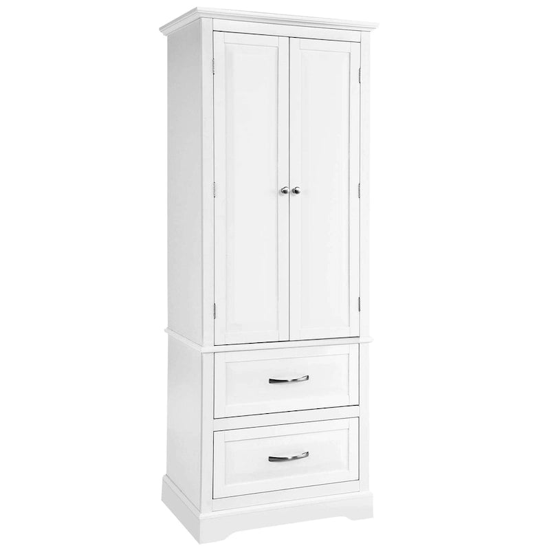 Costway 62 Tall Bathroom Freestanding Floor Storage Cabinet with 2 - 24 x 16 x 62 (L x W x H)