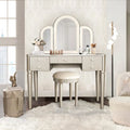 Champagne Mirrored Vanity with LED Light and Stool