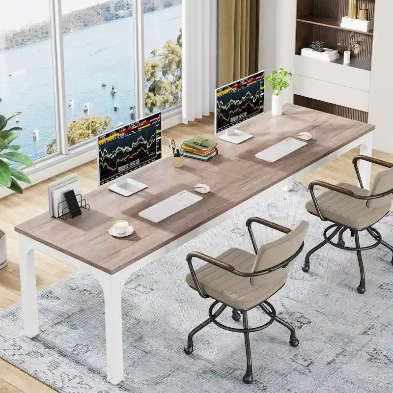2-Person Computer Desk, 78.7 Inch Wide Workstation