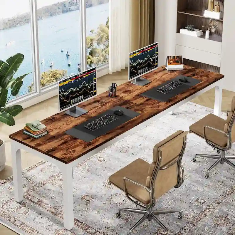 2-Person Computer Desk, 78.7 Inch Wide Workstation