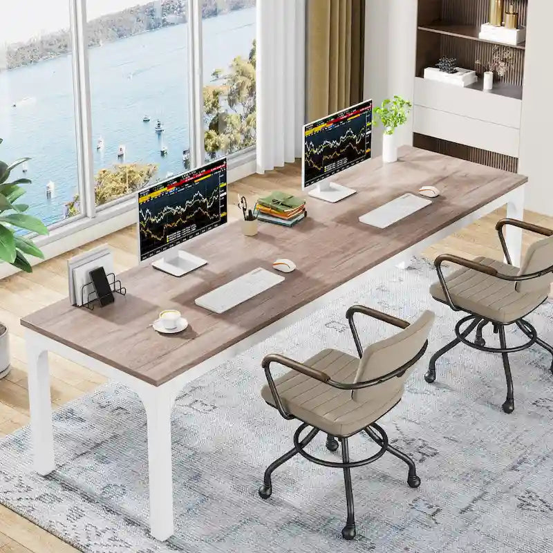 2-Person Computer Desk, 78.7 Inch Wide Workstation