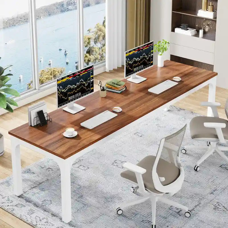 2-Person Computer Desk, 78.7 Inch Wide Workstation