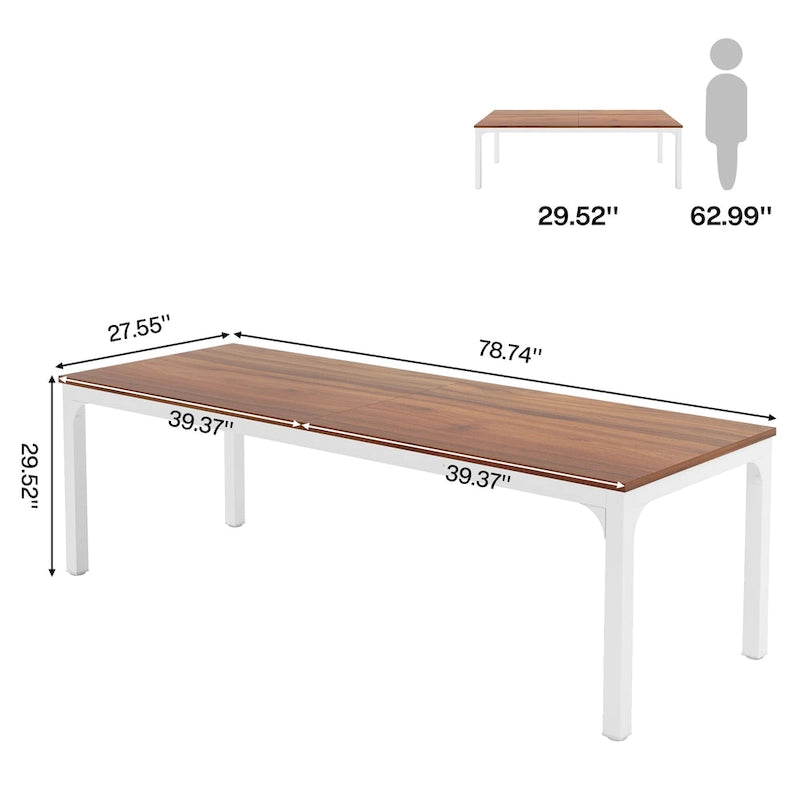 2-Person Computer Desk, 78.7 Inch Wide Workstation