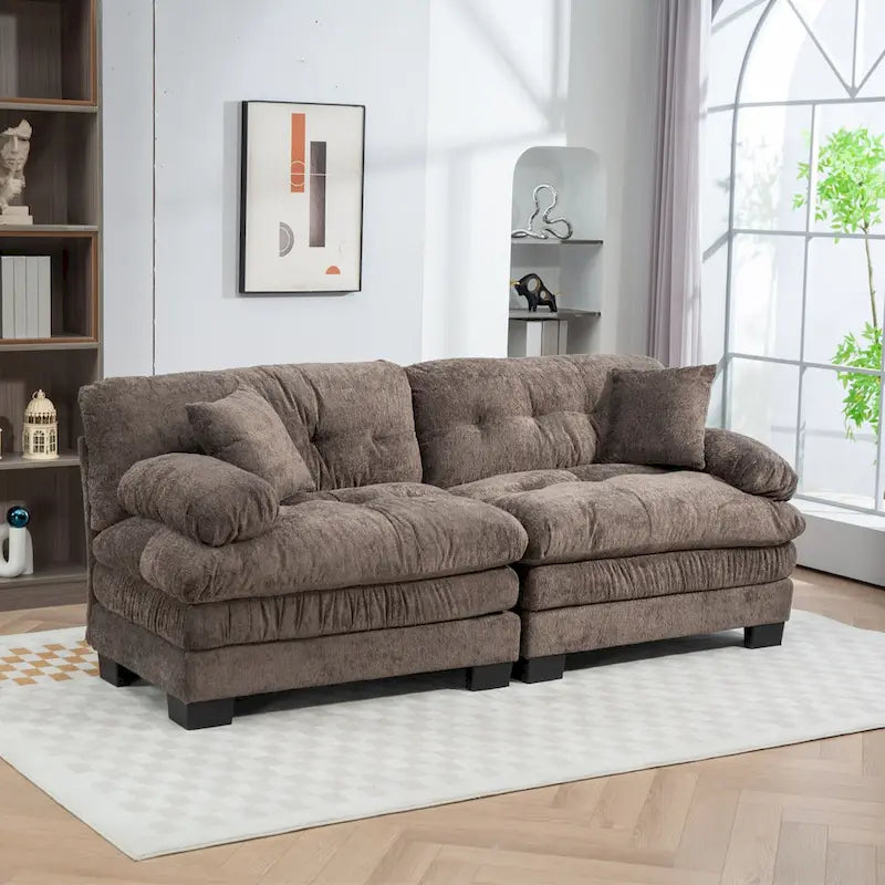 84 Upholstered 3-Seater Sofa with Memory Foam & Comfort Pillows