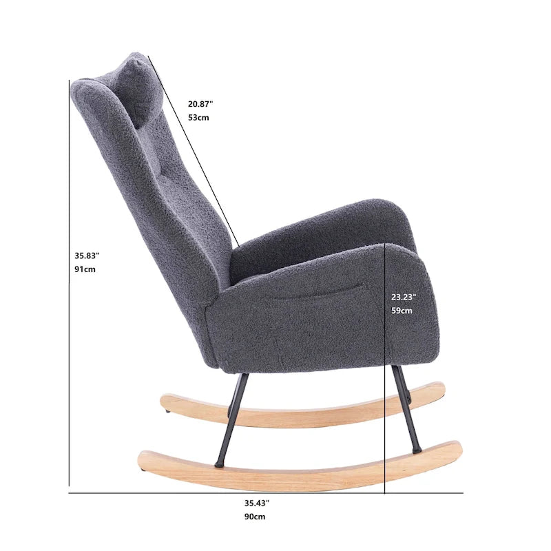 Teddy Upholstered Nursery Rocking Chair for Living Room Bedroom