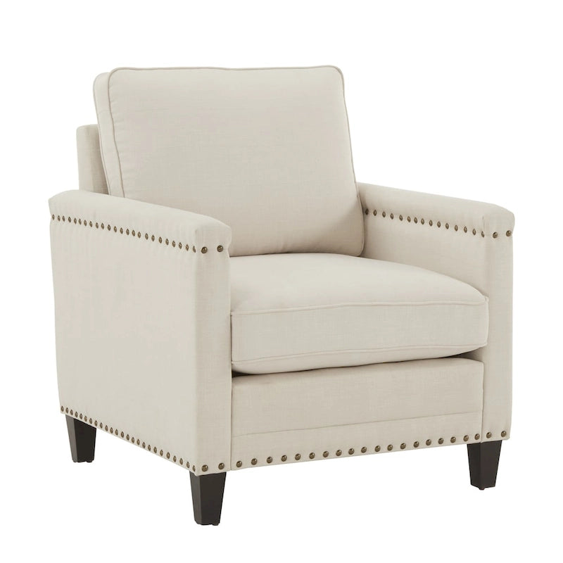 Stoddard Ivory Fabric Chair with Nailhead Trim by iNSPIRE Q Artisan