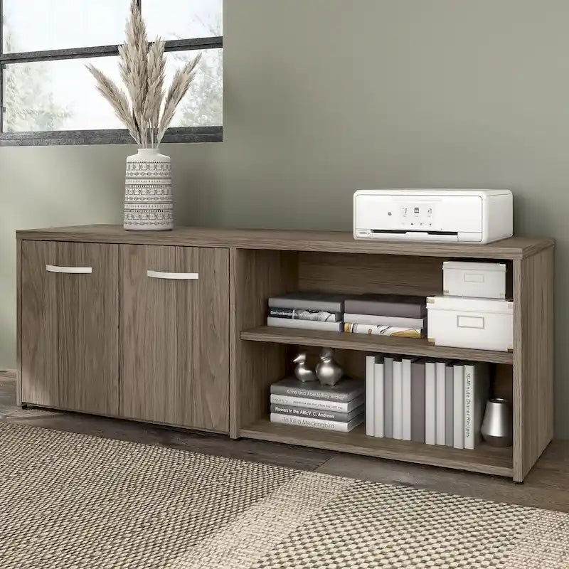 Low Storage Cabinet with Doors and Shelves - Multiple Finishes Available
