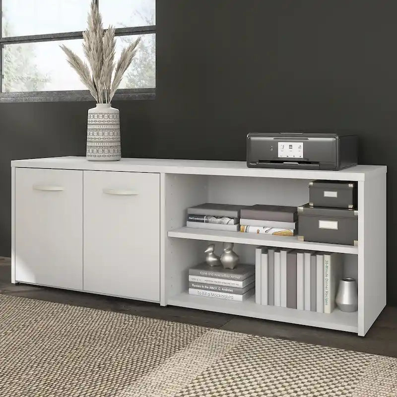 Low Storage Cabinet with Doors and Shelves - Multiple Finishes Available