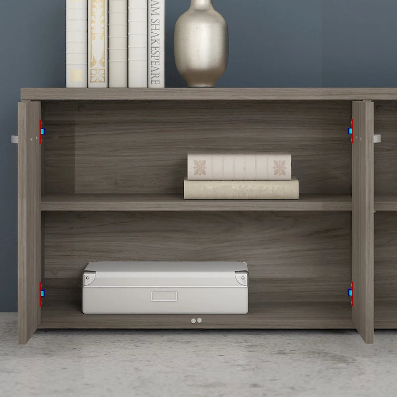 Low Storage Cabinet with Doors and Shelves - Multiple Finishes Available