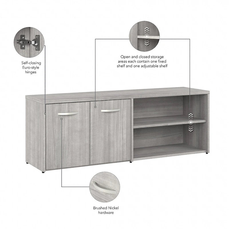 Low Storage Cabinet with Doors and Shelves - Multiple Finishes Available