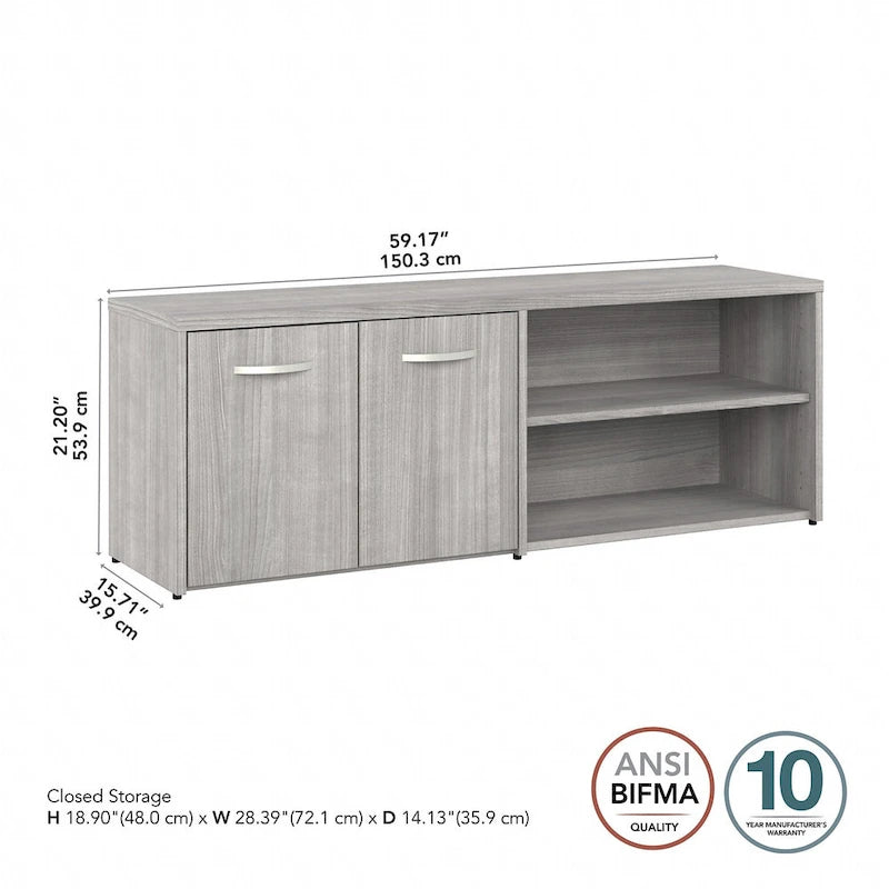 Low Storage Cabinet with Doors and Shelves - Multiple Finishes Available