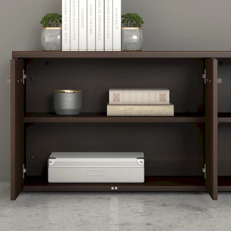 Low Storage Cabinet with Doors and Shelves - Multiple Finishes Available