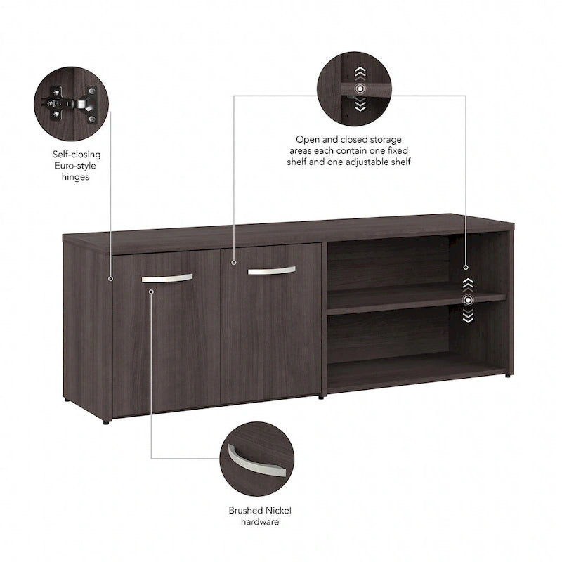 Low Storage Cabinet with Doors and Shelves - Multiple Finishes Available
