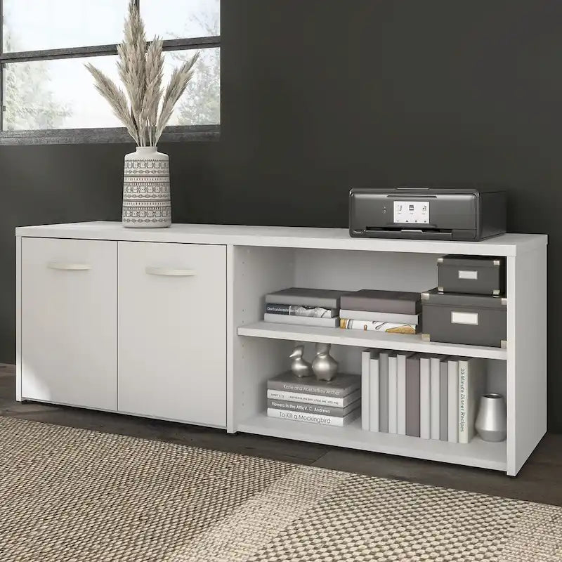Low Storage Cabinet with Doors and Shelves - Multiple Finishes Available