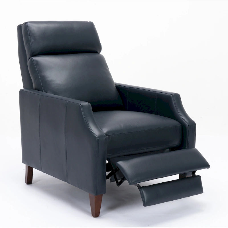 Faux Leather Push Back Recliner - Mid-Century Style - Single Seat