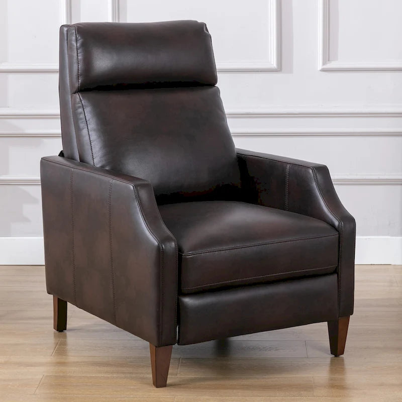 Faux Leather Push Back Recliner - Mid-Century Style - Single Seat