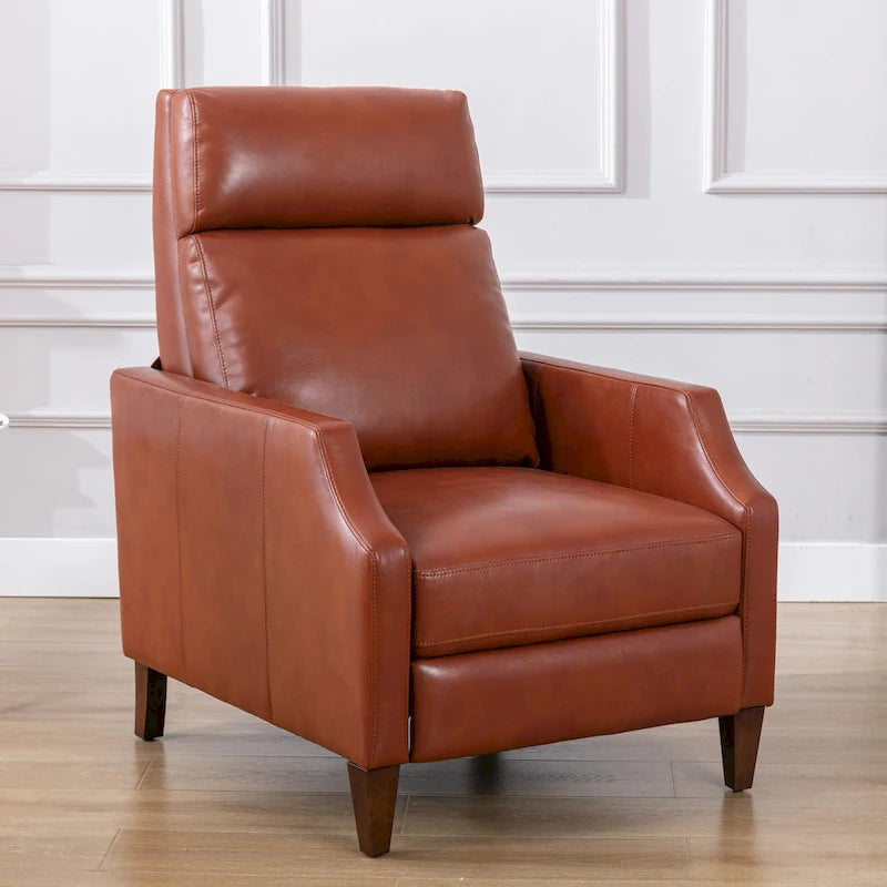 Faux Leather Push Back Recliner - Mid-Century Style - Single Seat