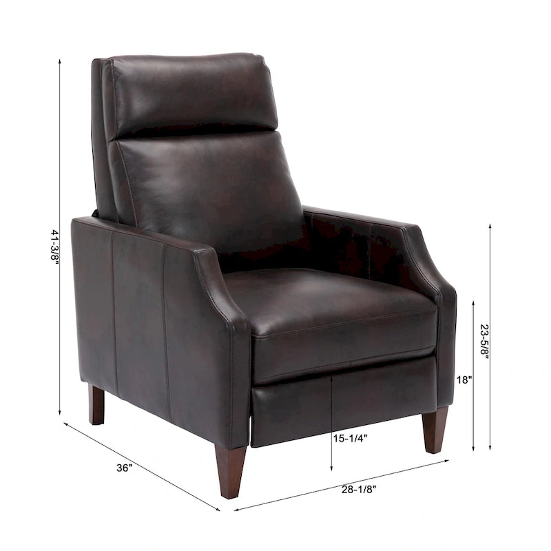Faux Leather Push Back Recliner - Mid-Century Style - Single Seat