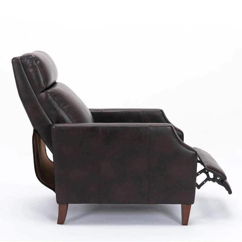 Faux Leather Push Back Recliner - Mid-Century Style - Single Seat