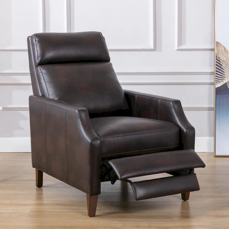 Faux Leather Push Back Recliner - Mid-Century Style - Single Seat