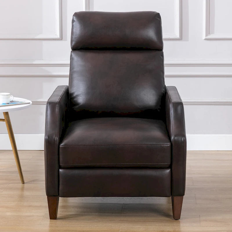 Faux Leather Push Back Recliner - Mid-Century Style - Single Seat