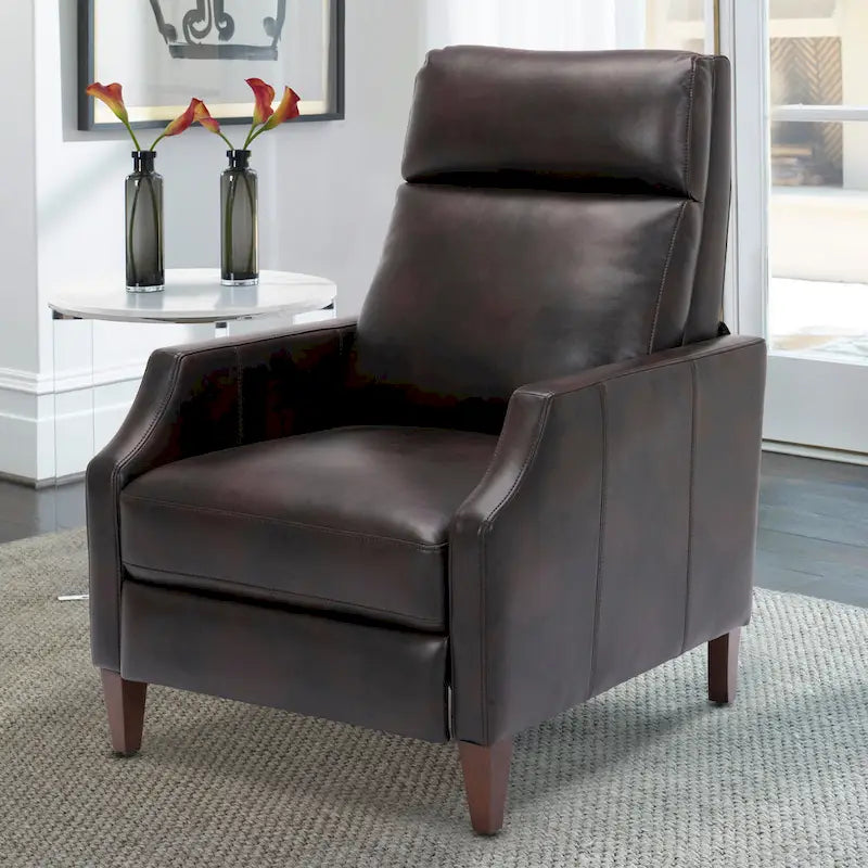 Faux Leather Push Back Recliner - Mid-Century Style - Single Seat