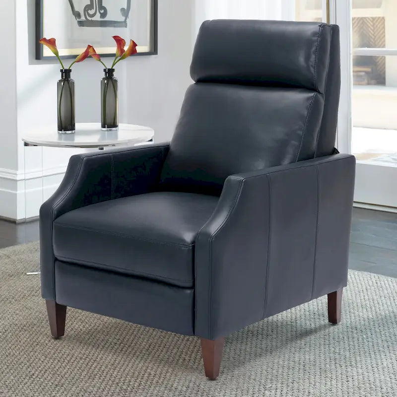 Faux Leather Push Back Recliner - Mid-Century Style - Single Seat