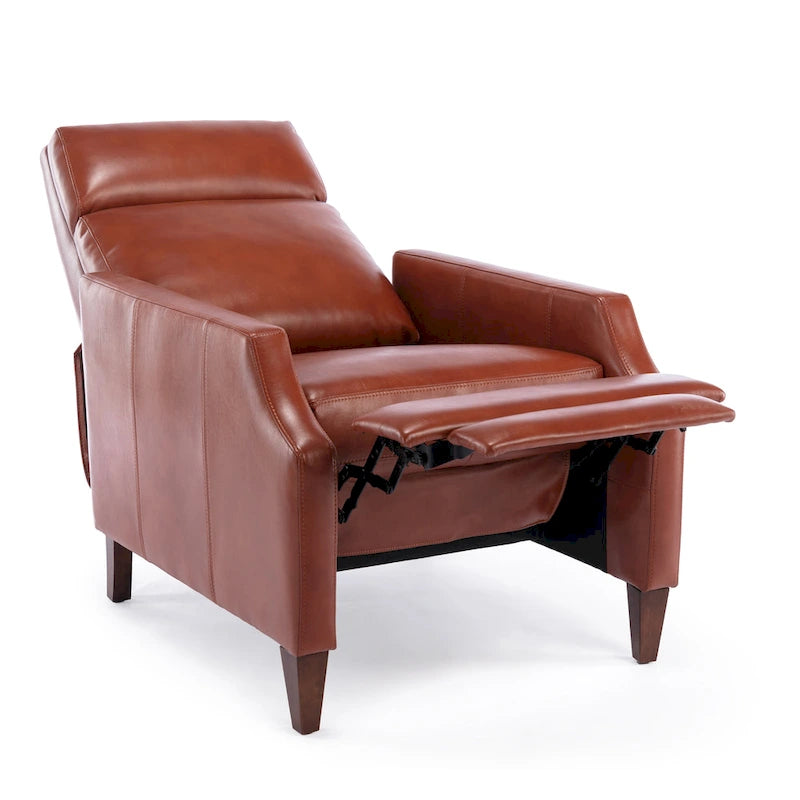 Faux Leather Push Back Recliner - Mid-Century Style - Single Seat
