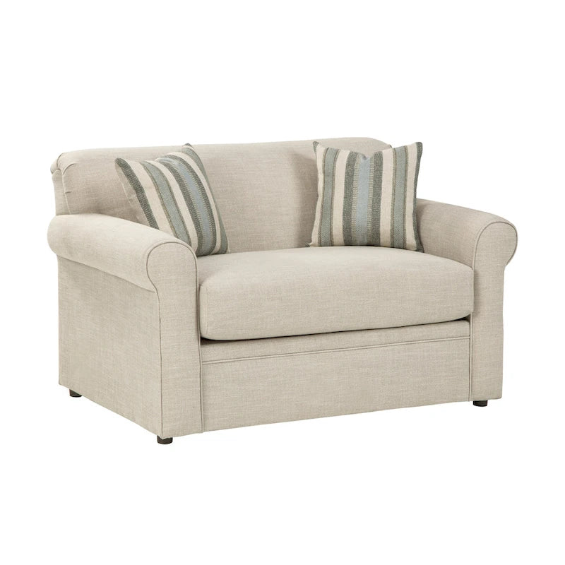 Belgian Ivory Sleeper Sofa Bed w/ Gel Memory Foam Mattress