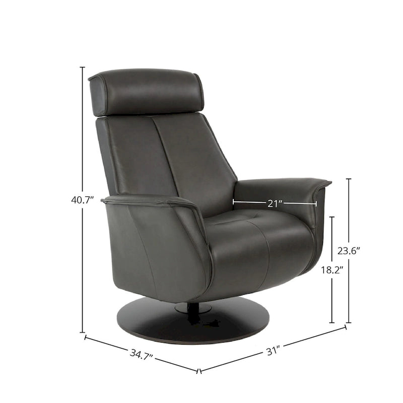 Top-Grain Leather Power Recliner with Swivel Base