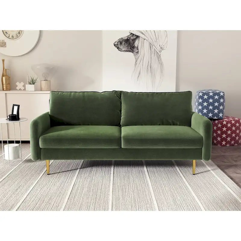 70" Velvet Square Arm Sofa - Multiple Colors - 3 Seater