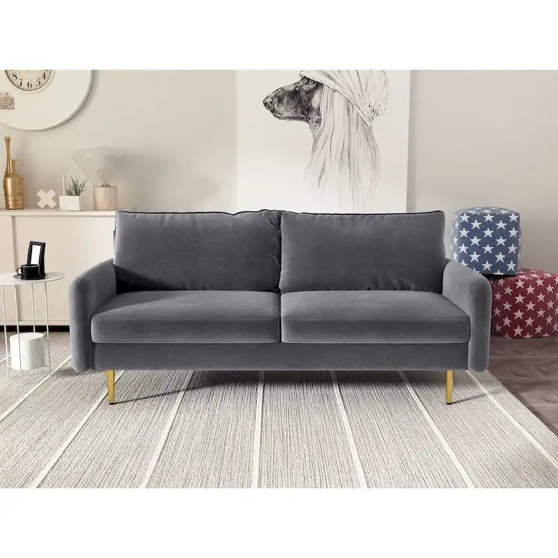 70" Velvet Square Arm Sofa - Multiple Colors - 3 Seater
