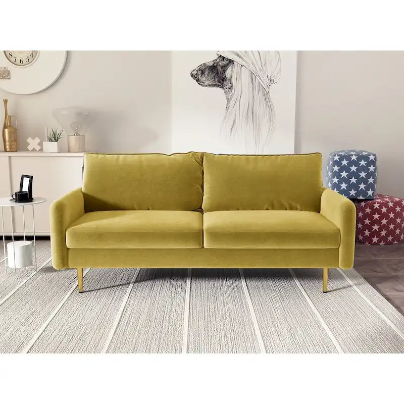 70" Velvet Square Arm Sofa - Multiple Colors - 3 Seater
