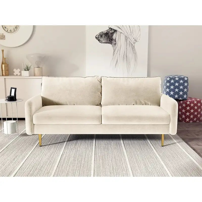 70" Velvet Square Arm Sofa - Multiple Colors - 3 Seater