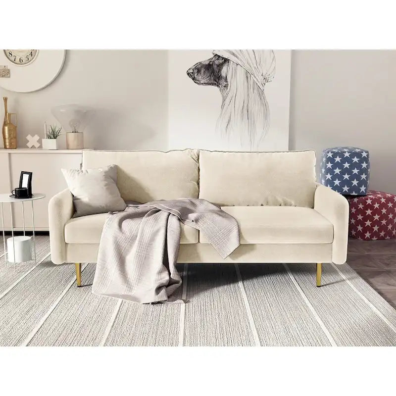 70" Velvet Square Arm Sofa - Multiple Colors - 3 Seater