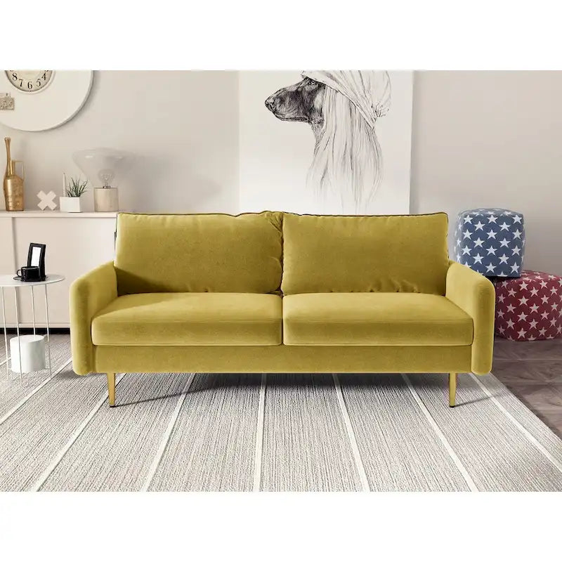 70" Velvet Square Arm Sofa - Multiple Colors - 3 Seater