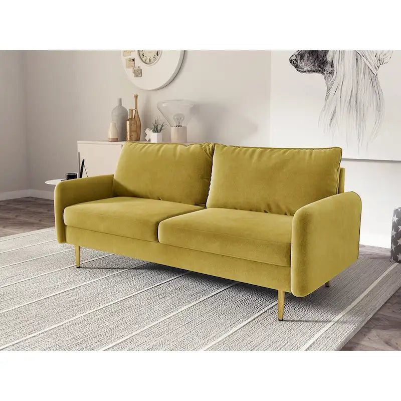 70" Velvet Square Arm Sofa - Multiple Colors - 3 Seater