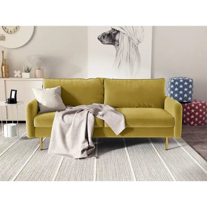 70" Velvet Square Arm Sofa - Multiple Colors - 3 Seater