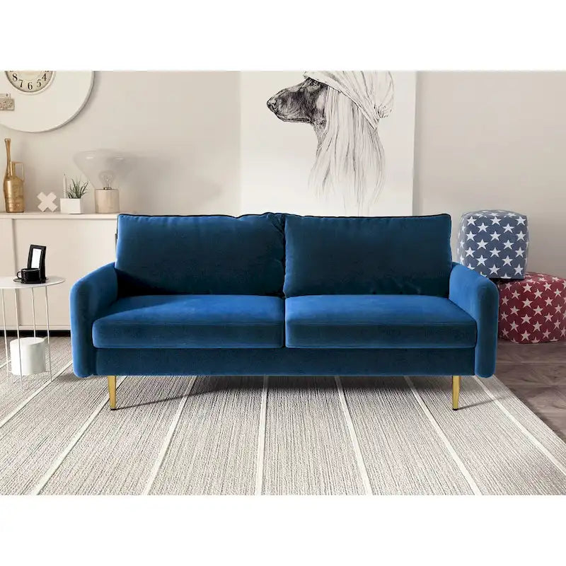 70" Velvet Square Arm Sofa - Multiple Colors - 3 Seater