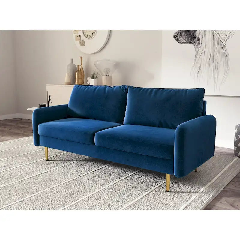 70" Velvet Square Arm Sofa - Multiple Colors - 3 Seater