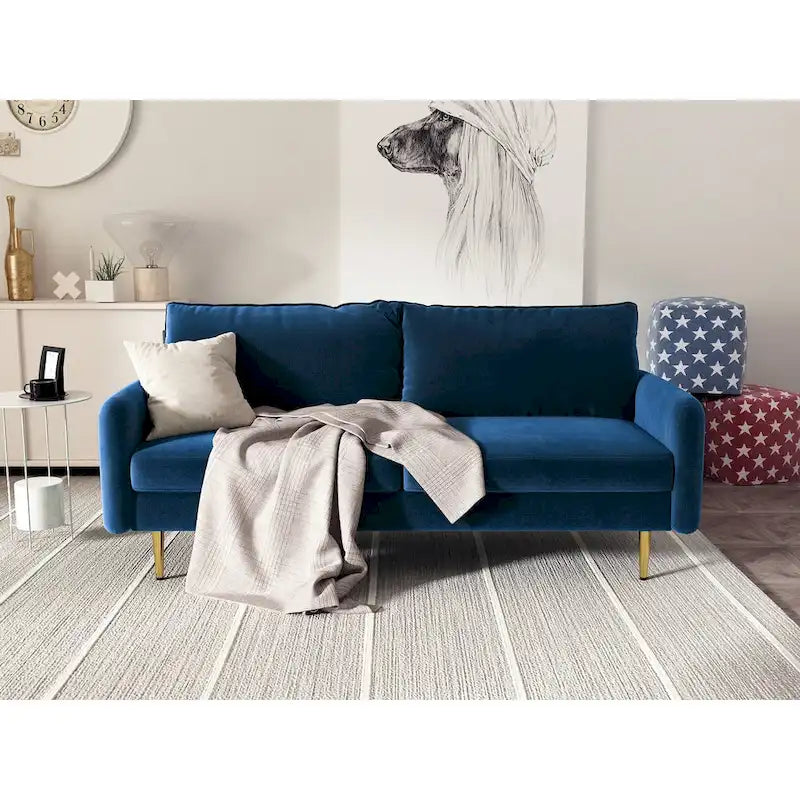 70" Velvet Square Arm Sofa - Multiple Colors - 3 Seater